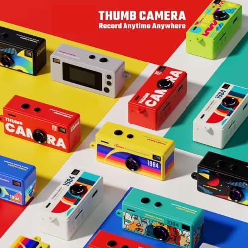 YOOJ® Mini Thumb Camera 0.96” Keychain Digital Camera, Retro Pocket Small Camera with 1080P HD Video, Built-in Flash, Travel & Vlogging Camera (Off White)