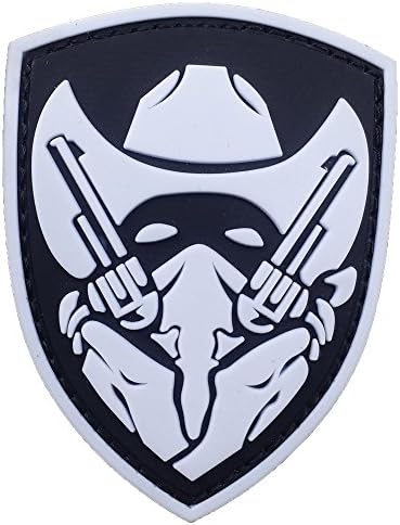 Nornou Double Gun Men Pattern Luminous Patch PVC Rubber Morale Patch Uniform Emblem for Backpack Tactical Military Morale Patch with Velcro