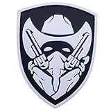 Nornou Double Gun Men Pattern Luminous Patch PVC Rubber Morale Patch Uniform Emblem for Backpack Tactical Military Morale Patch with Velcro