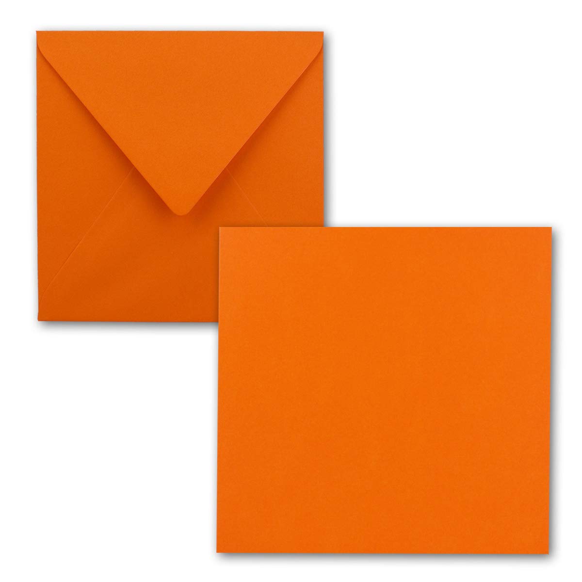 FarbenFroh® by Gustav Neuser® Pack of 25 Simple Square Cards 15 x 15 cm with Envelopes in Orange for Greeting Cards etc.