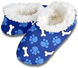 Snoozies! Blue Paws & Bones Women's Sherpa Footcoverings - Medium