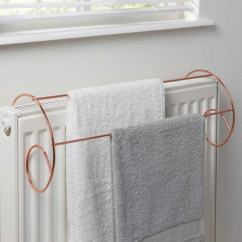 Hampine PACK OF 2 ROSE GOLD SUPER STRONG COMPACT RADIATOR AIRER, Radiator Towel Holder, Clothes Dryer & Drying Rack Rail.