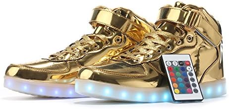 MARTOON Gold Fashion High Top LED Sneakers Remote Controlled Light Up Shoes Mens D(M) US 6/Womens B(M) US 8