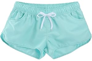 ESTAMICO Women Board Shorts with Liner Quick Dry UPF 50+ Drawstring Floral Print Swim Trunk with Pockets