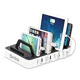 Okra 7-Port Hub USB Desktop Universal Charging Station Multi Device Dock for iPhone, iPad, Samsung Galaxy, LG, Tablet PC and all Smartphones and Tablets (White)