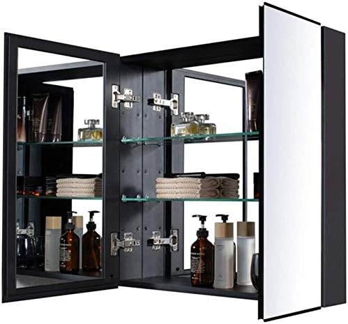 洗面ミラーキャビネット 壁の壁掛けの鏡付きのステンレス鋼のキャビネット 調節可能なガラス棚の収納棚を持つ浴室の棚のキャビネット 色 銀 サイズ 85x70x13 5cm Color Silver Size 85x70x13 5cm Fizjolov Pl