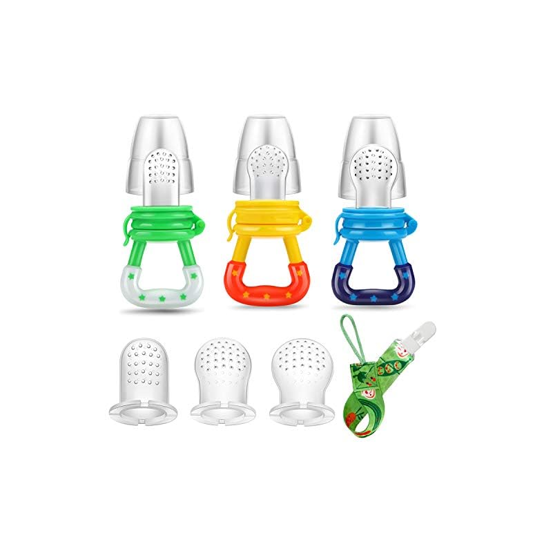 PandaEar Baby Fresh Fruit Food Feeder Pacifier (3 Pack) |Training Massaging Toy Teether| Food Grade Soft Safe BPA-Free…