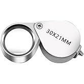 Jewelers Loupe Magnifier Pocket Foldable 30x 21mm Jewelry Eye Magnifying Glass Magnifier for Jewelers Gems Diamonds Plants Co