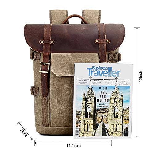 Kattee DSLR Camera Backpack Canvas Vintage Waterrepellent 15 inch