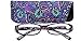 SOOLALA 2-Pair Designer Fashionable Spring Hinge Rectangular Reading Glasses w/Matching Pouch, BluePurple, +1.5
