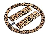 Zone Tech Plush Velour Shaded Cheetah Vehicle Steering Wheel Cover Soft Feel Animal Print Universal Fit Attractive Slip On Car Wheel Protector