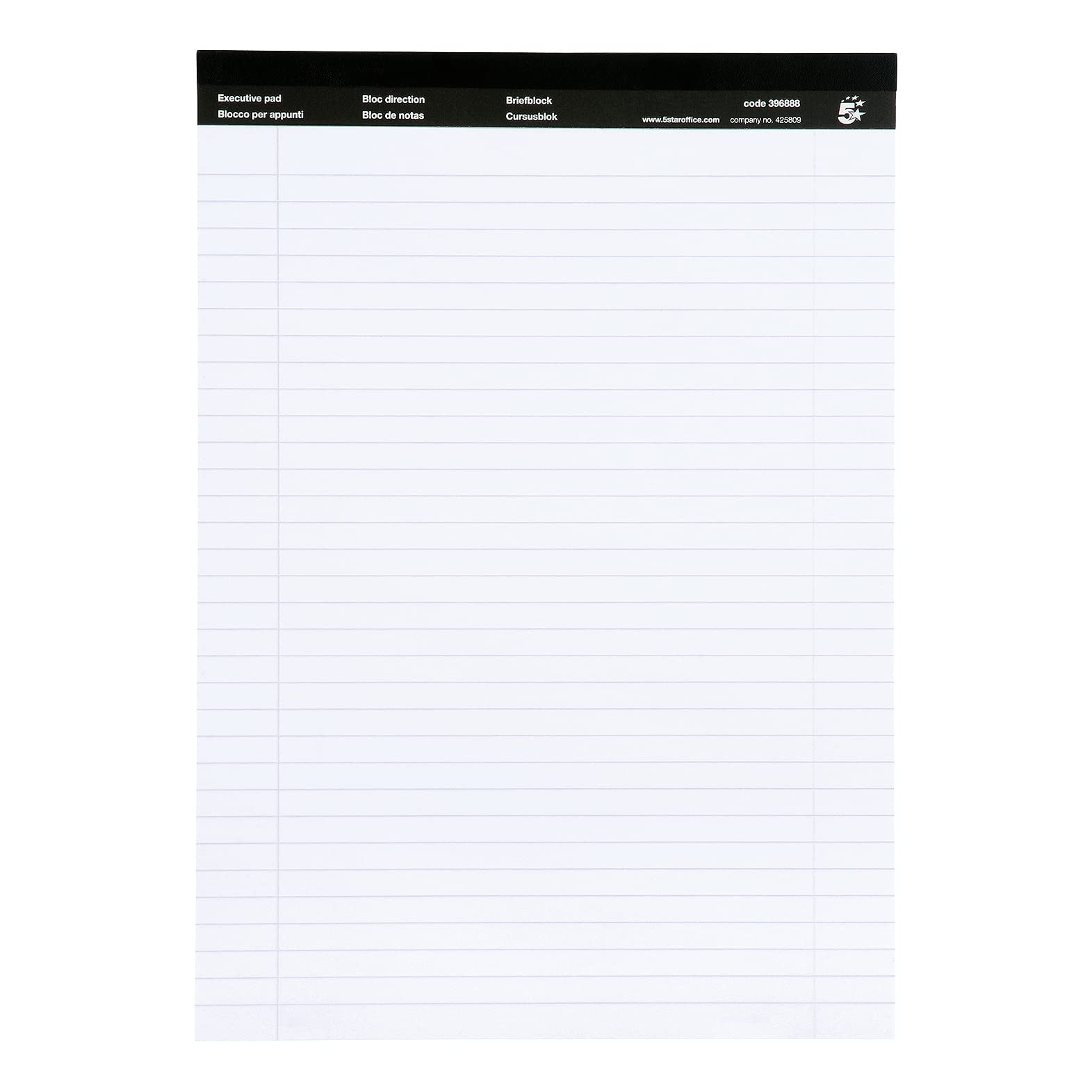 5 Star Office Executive Pad Perforated Top Feint Ruled Blue Margin Red 50 White Sheets A4 [Pack 10]