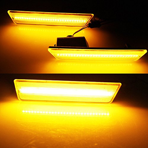 GTINTHEBOX 2PCS 3D Classic Clear Lens Amber 24-SMD LED Front Bumper Side Marker Lights Lamps Replacement Kit For 2008-2014 Dodge Challenger