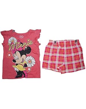 Minnie Mouse Baby Girl T Shirt Blouse & Plaid Print Short Pant Outfit - Pink