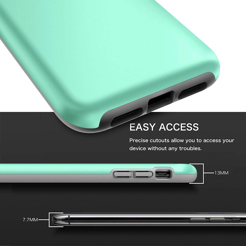 iPhone 2018 Case, 6.1 Inch, Androgate [Pearl Series] Hybrid Matte Protective Back Cover Bumper Case for Apple iPhone 2018 6.1’’, Mint
