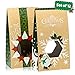 Cookie Bags For Gift Giving - Set of 12 Christmas Treat Boxes - Food Bags For Gifts - 2 Unique Decorative Treat Bags - Easy Assemble Cookie Containers - Premium Candy Boxes Packaging