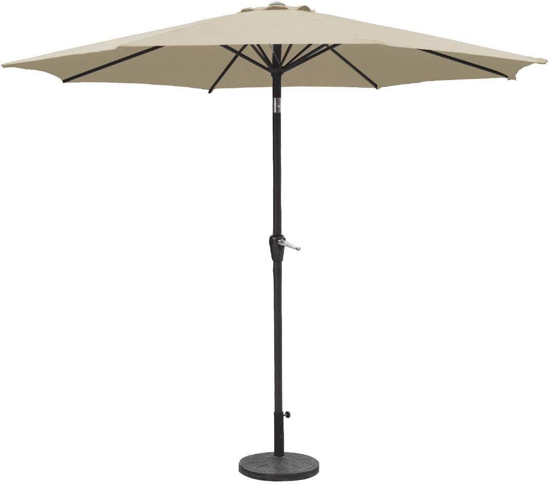 GardenKraft 14630 2.7m Outdoor Garden Parasol/Tilt & Crank Mechanism / 6 Steel Ribs/UV 30 Protection/Durable Polyester Material/Beige Colour - Image 3