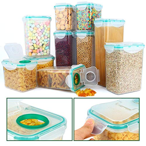 Cereal Container, VERONES Airtight Plastic Storage Containers Perfect for Food Storage Containers Kitchen Storage Containers (1.7 Inch Diameter Round Mouth Not for Big Cereal) 10 Pack - Thumbnail 3