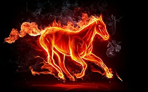 Girooms 5D Diamond Painting Full Drill Horse Fires Orange Diamond Painting By Number Kits for Wall Decoration