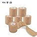 FriCARE Self Adhesive Bandage Wrap, Medical Tape in First Aid Kit, Cohesive Bandages for Wounds Sport Vet, FSA/HSA Eligible, 2 Inches X 5 Yards 6 Rolls, Tan