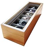 Solid Wood Watch Box Organizer with Glass Display Top by Case Elegance