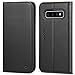 SHIELDON Galaxy S10 Case, Genuine Leather Galaxy S10 Wallet Flip Case Folio Cover Stand with Credit Card Slots Magnetic Closure TPU Shockproof Compatible with Galaxy S10 (6.1 inch) - Black