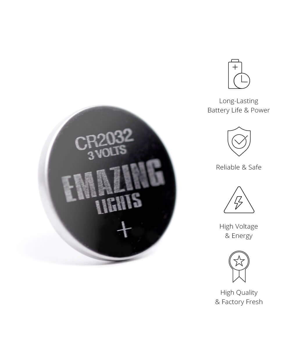EmazingLights CR2032 Batteries 3 Volt Lithium Coin Cell 3V Button Battery (20 Pack)