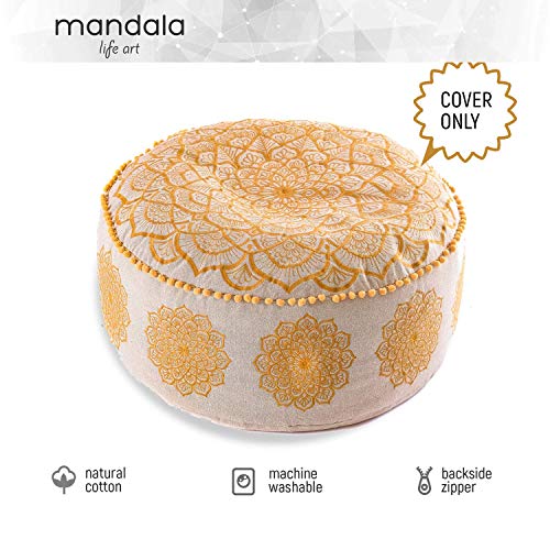 Mandala-Life-ART-Bohemian-Floor-Cushion-Cover-60x20-cm-Luxury-Artisan-Room-Decor-Pouf-for-Meditation-Yoga-and-Boho-Chic-Seating-Area-Stool-Accent-Your-Living-Room-Bedroom
