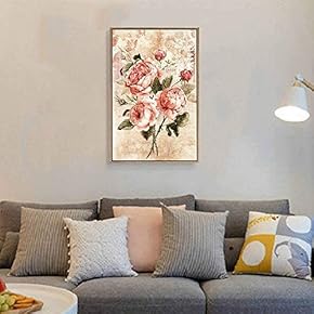 Floating Framed for Living Room Bedroom Vintage Flower for