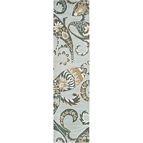 Safavieh Wyndham Collection WYD377B Handmade Blue and Multi Wool Runner, 2 feet 3 inches by 9 feet (2'3" x 9')