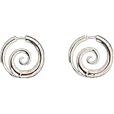 Spiral Swirl Hoop Earrings for Women - 24K Gold Plated Stainless Steel Hypoallergenic Twisted Design