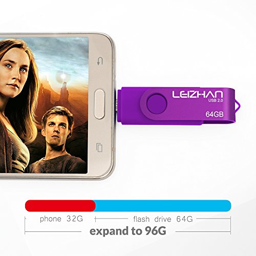 LEIZHAN 32GB OTG USB Flash Drive Purple USB 2.0 Pen Drive Gift Suitable for Android Smart Phone System 4.5 Above