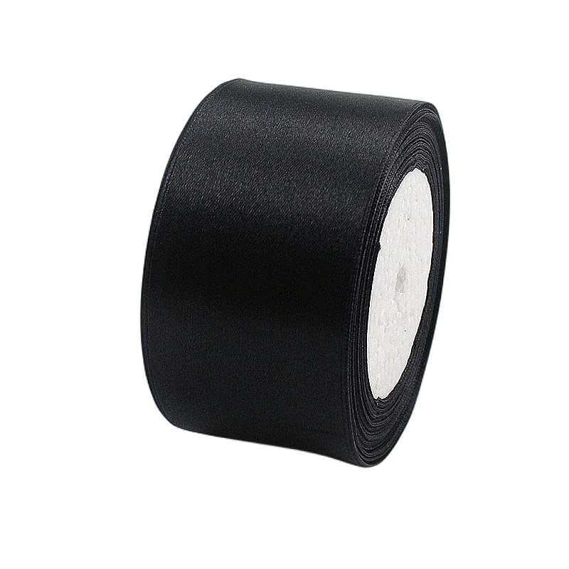POPOYU 50mm Wide Black Fabric Satin Ribbon - 23M, Double Sided Satin, Large Thick Polyester Ribbons for Gift Wrapping, Wedding, Car, Sewing, Floral, Sew, Party, Xmas Gift Wrapping Ribbon