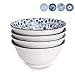 YALONG 20 Ounce Deep Soup Asian Bowls Set of 4, 6 Inch Ceramic Cereal Bowls Set of 4 Blue and White Patterns Serving Pasta Salad Rice Noodle Japanese Bowls Microwave Dishwasher Safe for Gift