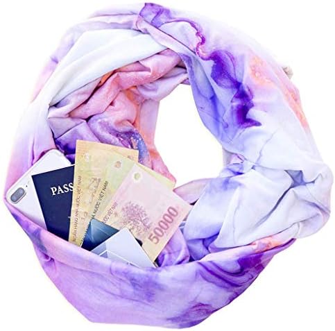 Women's Soft Blanket Scarf Stylish Cozy Tartan Scarves Warm Wrap Shawl Infinity Scarves with Zipper Pocket Red