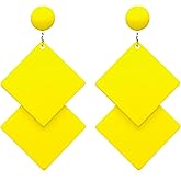 QUSIJIA Retro 70s 80s Neon Drop Earrings for Women Exaggerated Geometric Dangle Earrings for Women Party Costume Accessory