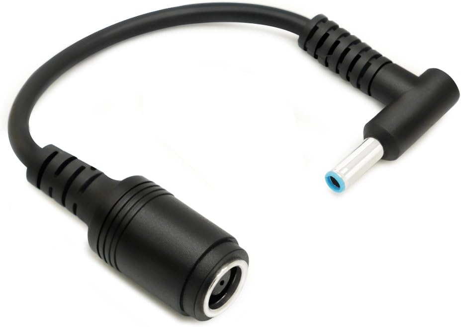 7.4x5.0mm to 4.5x3.0mm Blue Tip Connector Converter Cable DC Jack for HP DV4 DV6 CQ60 CQ40 Charger Power AC Adapter to HP Pavilion 15, Spectre X360, HP 250 255 G2 G3 G4 G5, ProBook 430 440 450 G3