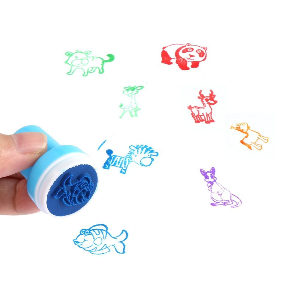 Morkia Timbri Giocattolo, 26pcs Timbri Bambini Francobolli Animali Francobolli di inchiostrazione Stampini e Timbri per Bambini,Ottimo Pensierino per Le Feste di Compleanno dei Bimbi