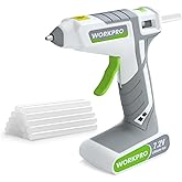 WORKPRO Cordless Hot Melt Glue Gun, 7.2V Rechargeable Fast Preheating Glue Gun Kit with 20 Pcs Premium Mini Glue Stick, Use W