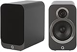 Q Acoustics 3020i Bookshelf Speakers Pair Graphite Gray - 2-Way Reflex Enclosure Type, 5" Bass Driver, 0.9" Tweeter - Stereo Speakers/Passive Speakers for Home Theater Sound System