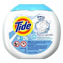 Tide PODS Free & Gentle HE Turbo Laundry Detergent Pacs, Unscented, 57 Count Tub