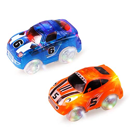 Mini Tudou Tracks Cars 2 Pack, Replacement Race Track Car with 3 LED
