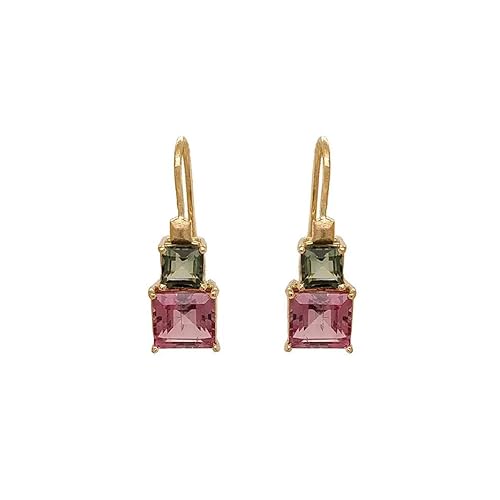 18k (750) Yellow Gold and Tourmaline Drop Earrings for Women