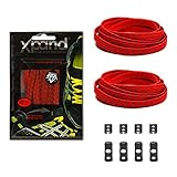 Xpand No Tie Shoelaces System with Reflective Elastic Laces - Red - One Size Fits All Adult and Kids Shoes
