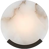 VANZARLA 1-Light Black Modern Wall Sconces for Bedroom, Round Sconce Wall Light Fixture for Bathroom, Alabaster Sconce Lighti