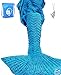 LAGHCAT Mermaid Tail Knit Crochet Blanket for Adult, Oversized Sleeping Blanket, Wave Pattern (Peacock Blue, 71