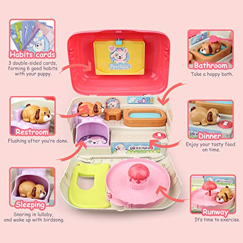 GrowthPic Dog Playset Toys for Kids, Dog Animals Toy with Carrier Puppy Toys Pretend Play Pet Toy with Realistic Sounds & Music, Play Dogs Educational Learning Toys Best for 3, 4, 5, and 6 Year Olds - Thumbnail 2