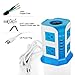 Surge Protector Power Strip 8-Outlet 4-USB Port Multi Outlets Plug Desktop Charging Station with 6.5ft Long Heavy Duty Extension Cord Home Office School E-Reader Power Adapter by Safemore(White+Blue)