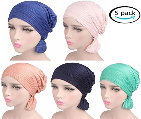Racheljp Chemo Caps For Women Cancer Hats Beanie TURBANS, 5 Pack