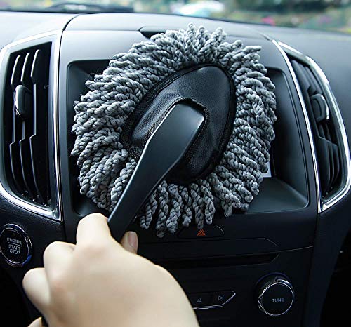 ROYAGO Super Soft Microfiber Car Duster, Cleaning Dirt Dust Clean Brush Dusting Tool Mop, Home Kitchen Computer Cleaning Brush-Gray